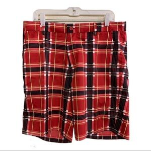 SLIGO Golf Shorts Red/Black/White Plaid 34
